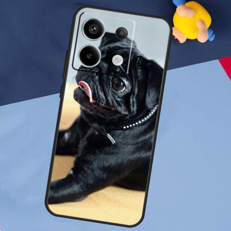 Cute Black Pug Dog Case For Xiaomi Redmi Note 13 Pro Plus Note 9 10 11 12 Pro 9S 10S 11S 12S 10C 12C 13C Coque