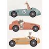 Animals On Cars Cartoon Posters Elephant Giraffe Raccoon Canvas Printing Wall Art Picture for Nursery Living Room Home Deco Gift