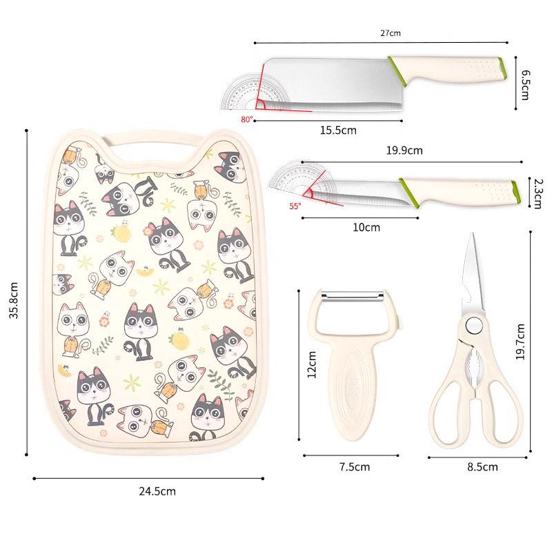 Baby Food Prep Set: Chef's Knife, Cutting Board, Multi-Functional Tools, 5-Piece Combo