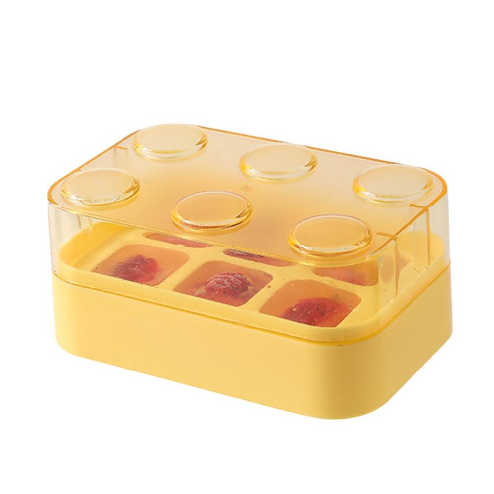 

Press Type Ice Tray Mold Water Injection Ice Cube Tray Portable DIY Ice Maker Ice Cube Tray Travel жовтий
