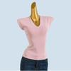 Simple and Versatile ~ Good Quality Slimming Slim fit Qu Zhu V-neck Temperament Knit Summer Short sleeve T-shirt Top Women