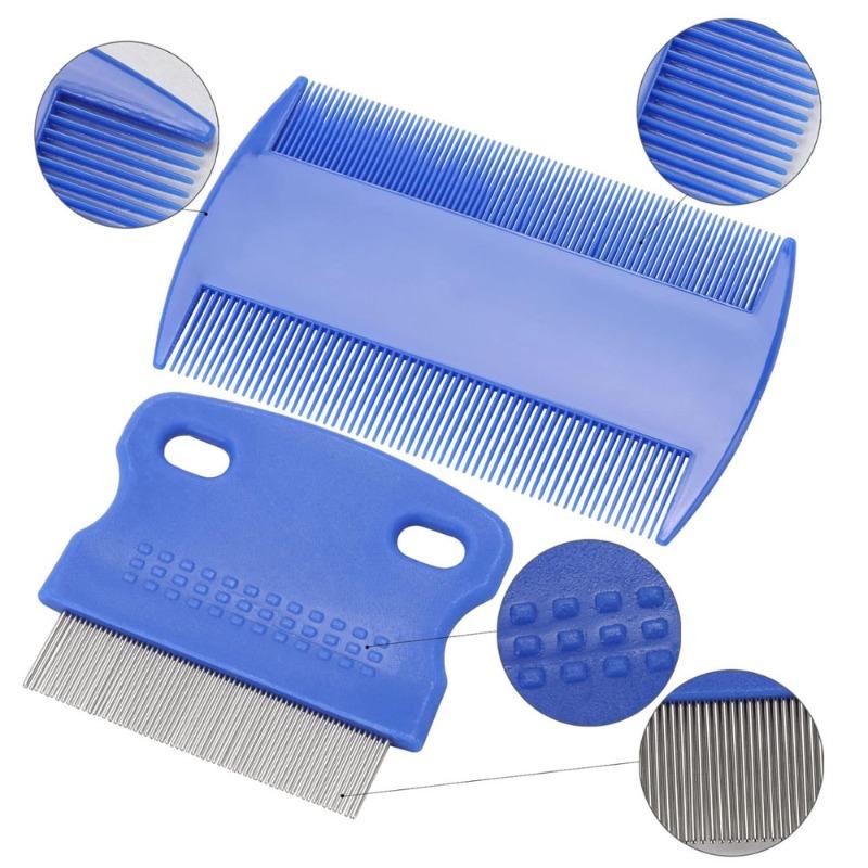 Flea Comb Set, Stainless Steel Louse Comb and Steel Grate 6-piece Set