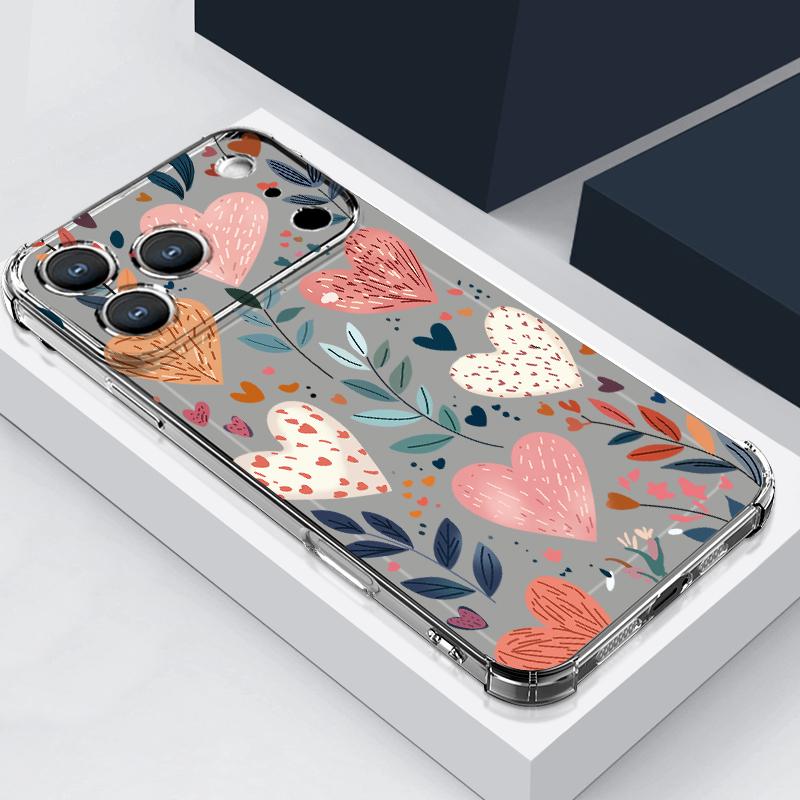Love Heart Painted Print Silicone Phone Case For iPhone 17 Pro Max 16 15 14 Pro Max 13 12 Pro 11 Shockproof Soft TPU Clear Cover