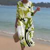 European and American New Large-size Dress Women's Clothing Seaside Vacation Printed Loose Long Dress