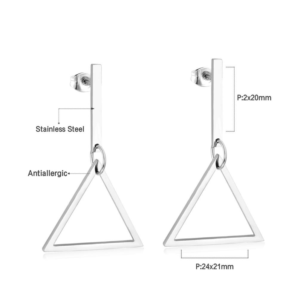 Geometric Stud Earrings Round Triangle Fringed Earrings Stainless Steel Plated 18K Gold Earrings