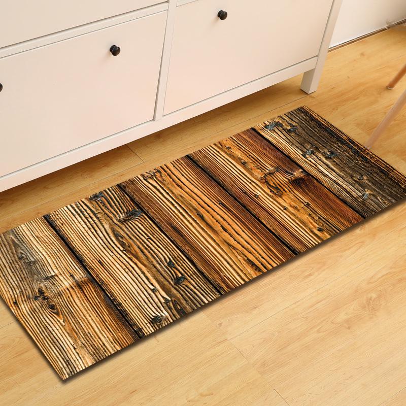 Wood Grain Household Door Mat Kitchen Absorbent Strip Bathroom Non-Slip Floor Mat Living Room Bedroom Carpet