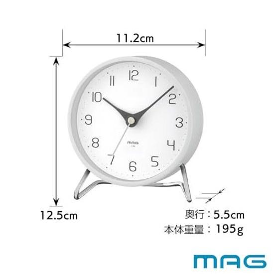 MAG Table Clock Analog Silent Continuous Second Hand Stand Cute Stylish Simple Interior Diameter 11.2 cm White Cozy Time T-794A WH-Z Noah Seimitsu
