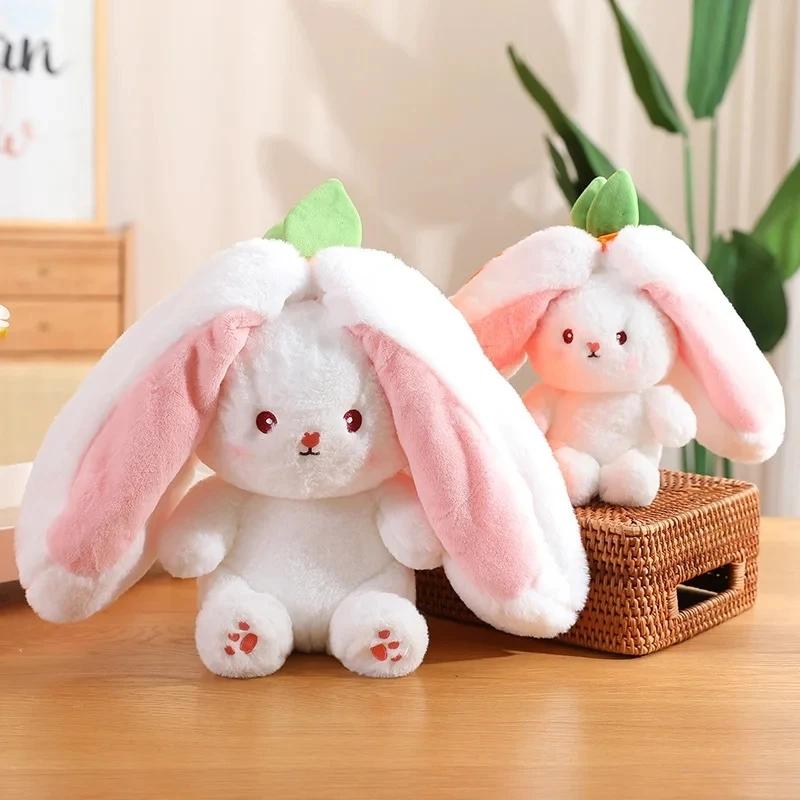 1 Pcs 18cm Cute Stuffed Toys Strawberry Rabbit Radish Rabbit Plush Toys Zipper Doll