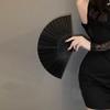 Bamboo Folding Fan Silk Chinese Style Fan Hand Women Black Fans Summer Female Dance Home Decoration Party Gift Home Ornament