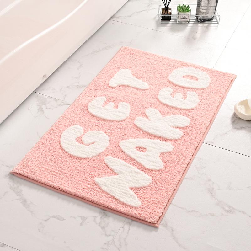 Inyahome 50x80cm Get Naked Bath Mats Pink Floor Rugs Non-Slip Quick Water Absorption for Bedroom Bathroon Door Mat Living Room
