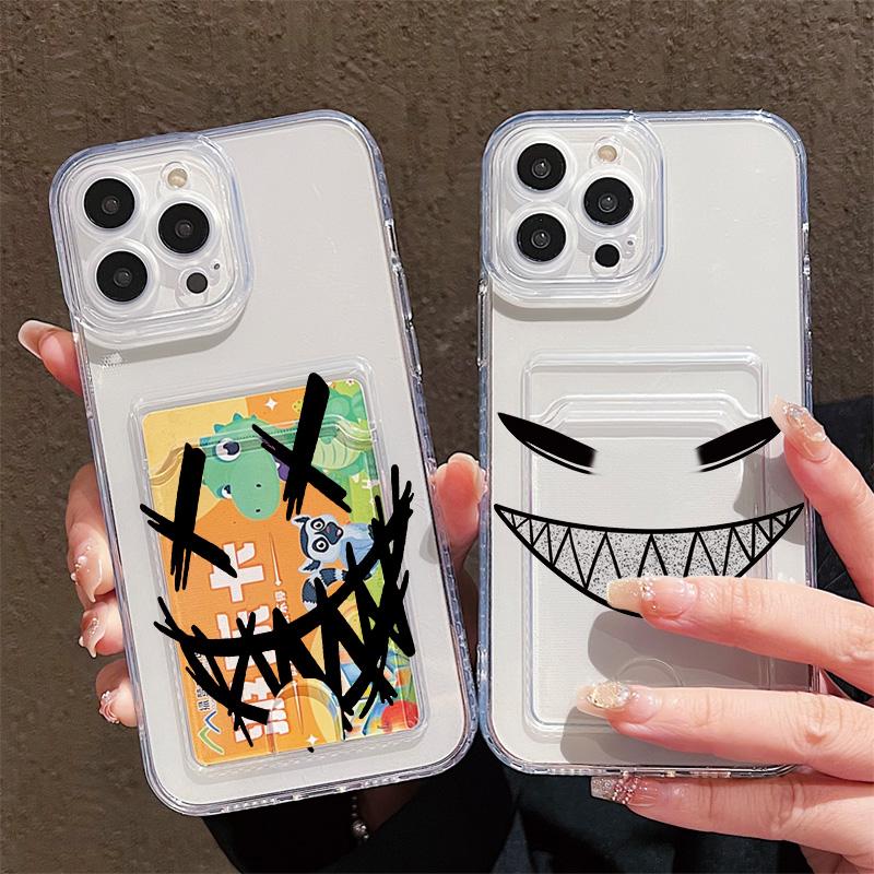 Držák na karty Silikonová peněženka Kapsa Pouzdro Pro iPhone 14 16 15 Max Infinix Note 30 Xiaomi 11T 13T 14T Samsung S23 S24 S25 Kryt Průhledný Nárazník na telefon