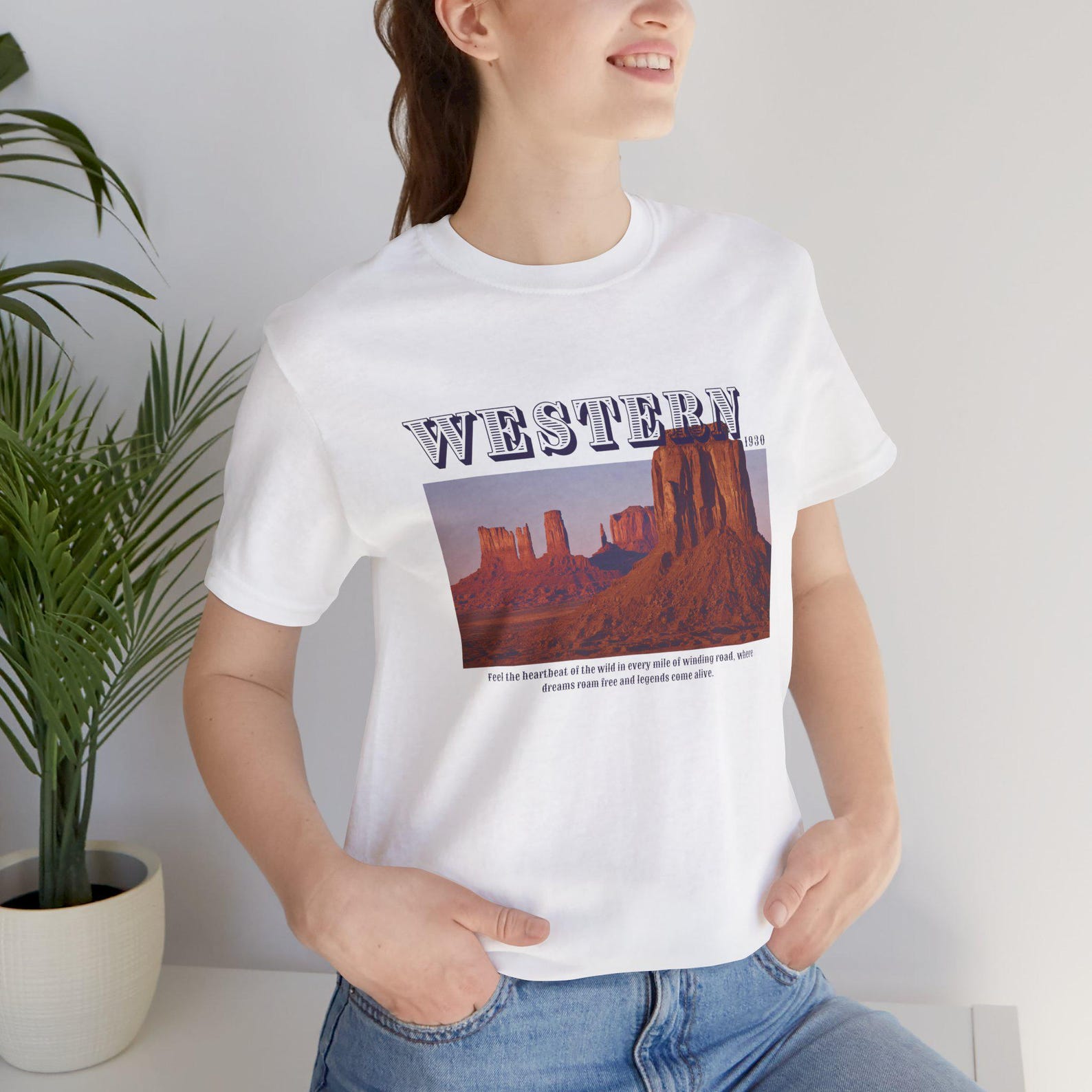 Western Desert Landscape T-Shirt, Vintage Cowboy Graphic Tee, Wild West Monument Valley Unisex Adventure Shirt S