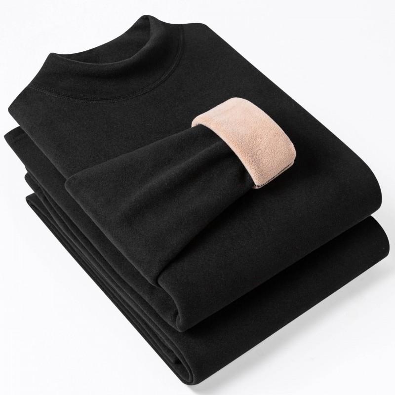 Thick Thermal Underwear Set Men Women Half Turtleneck Long Sleeve Top Pants Fleece Lined Warm Base Layer