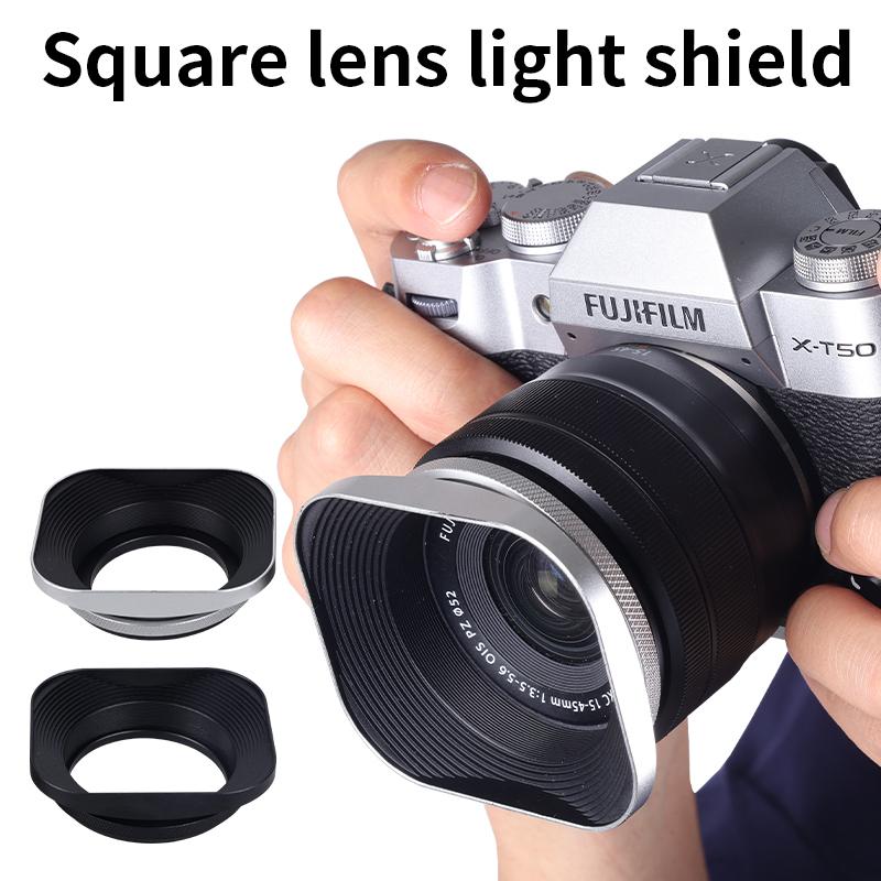 Metal Square Camera Lens Hood Compatible for Nikon16-50 Canon Sony Fuji15-45/35f2 Universal Photography Accessory 52/43/46/39mm
