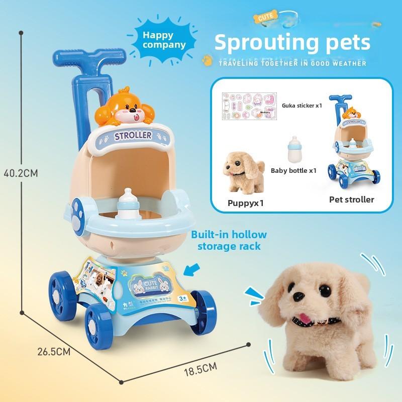 Childrens Plush Bunny Toy With Electric Push Cart For Babies And Toddlers