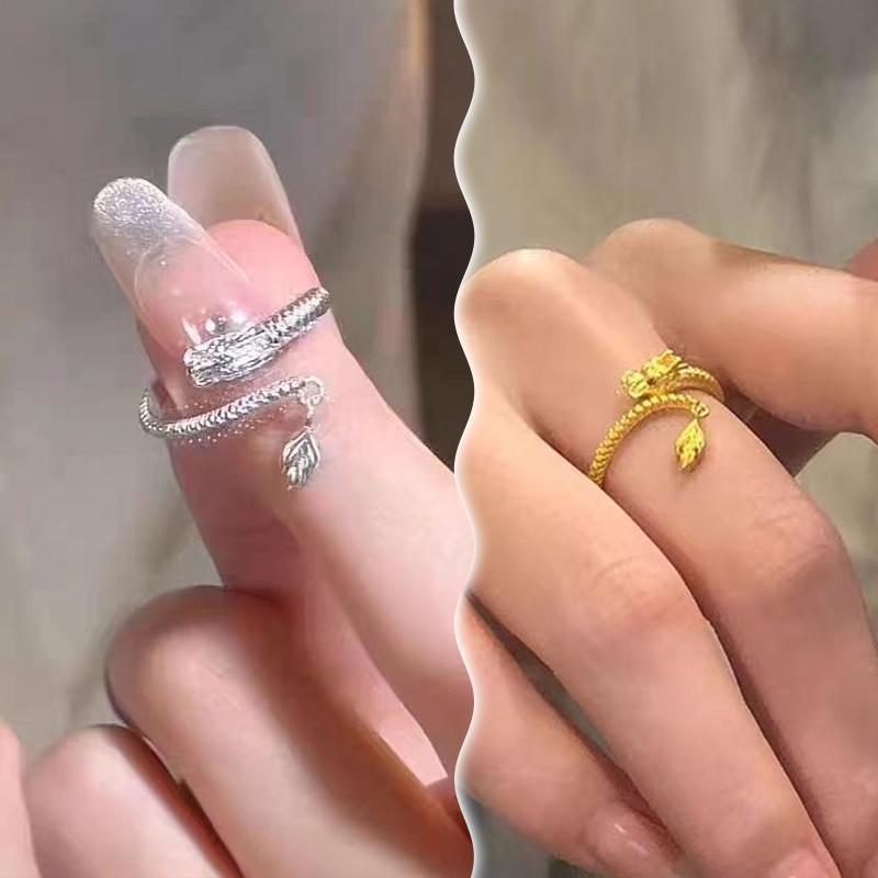 Waterproof Cool Trendy Dragon Opening Adjustable Tail Ring Unisex  Finger Rings For Women Men  Year Jewelry Gifts