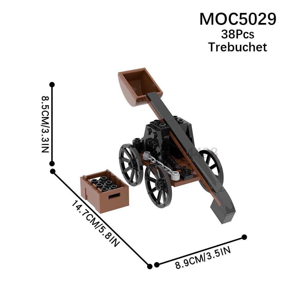 Military Series MOC Bricks Middle Ages WW2 Artillery Catapult Siege Compatible With Figures Adult Building Blocks Kids Toys Gift