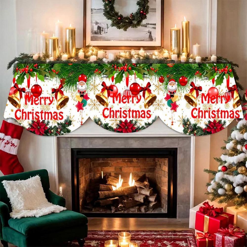 Non-slip Christmas Fireplace Scarf Snowman Santa Claus Pattern Xmas Fireplace Cover New Year
