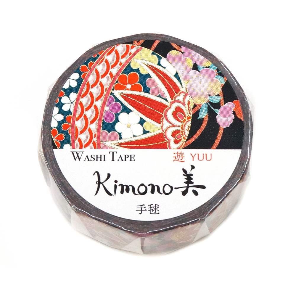 Kimono Biyu Retro Modern Temari Temari Masking 15mm Gold Leaf Stationery for Cute Gold Leaf (Japanese Ball) Tape, Wide, Gradient, Students, Gradient,