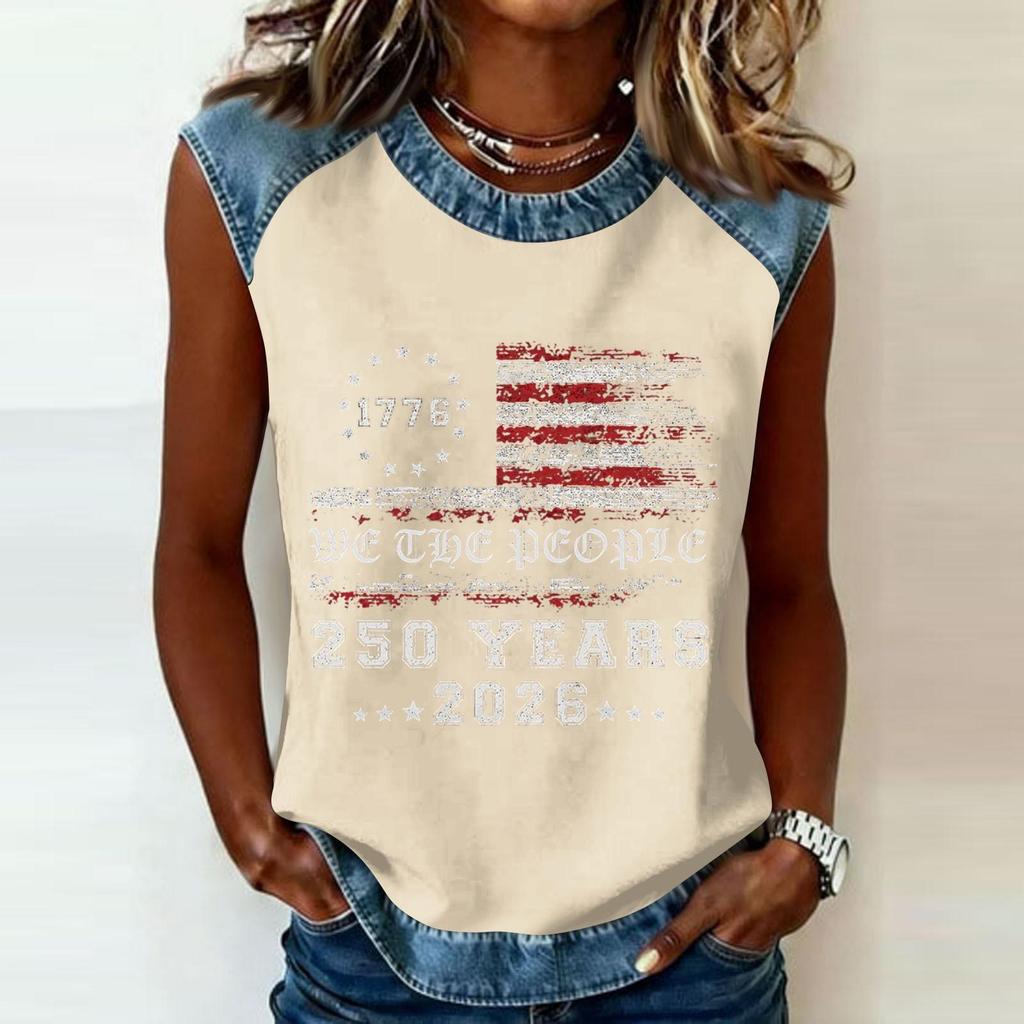 Women's Casual Round Neck Pullover Printed T-Shirt Top