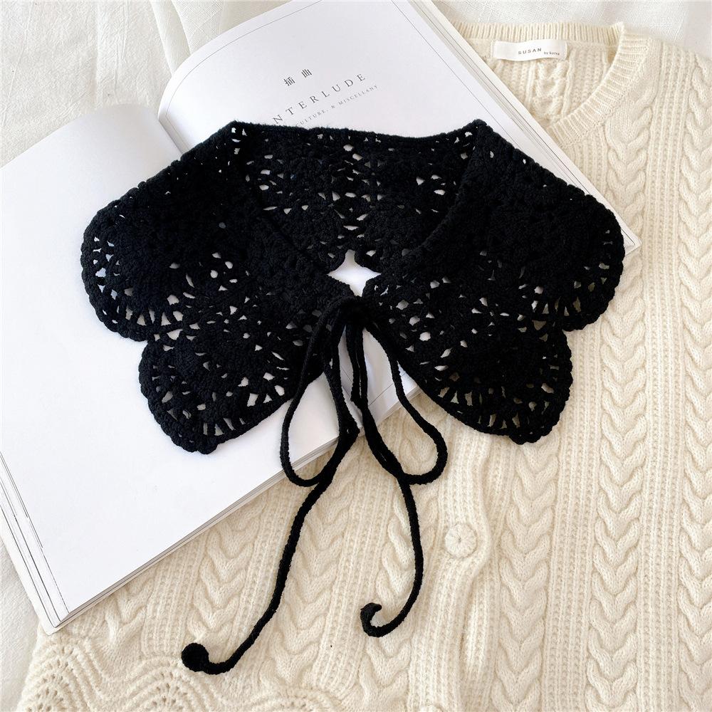Fake Collars Shawl O-Neck Doll False Collar Shirt Women Hollow Crochet Lace Detachable Collar Clothes Accessories Faux Col