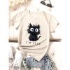 Women's Cute Cat Pattern Short Sleeve T-Shirt Round Neck Tshirt Tops Cool Printed Female Harajuku Casual