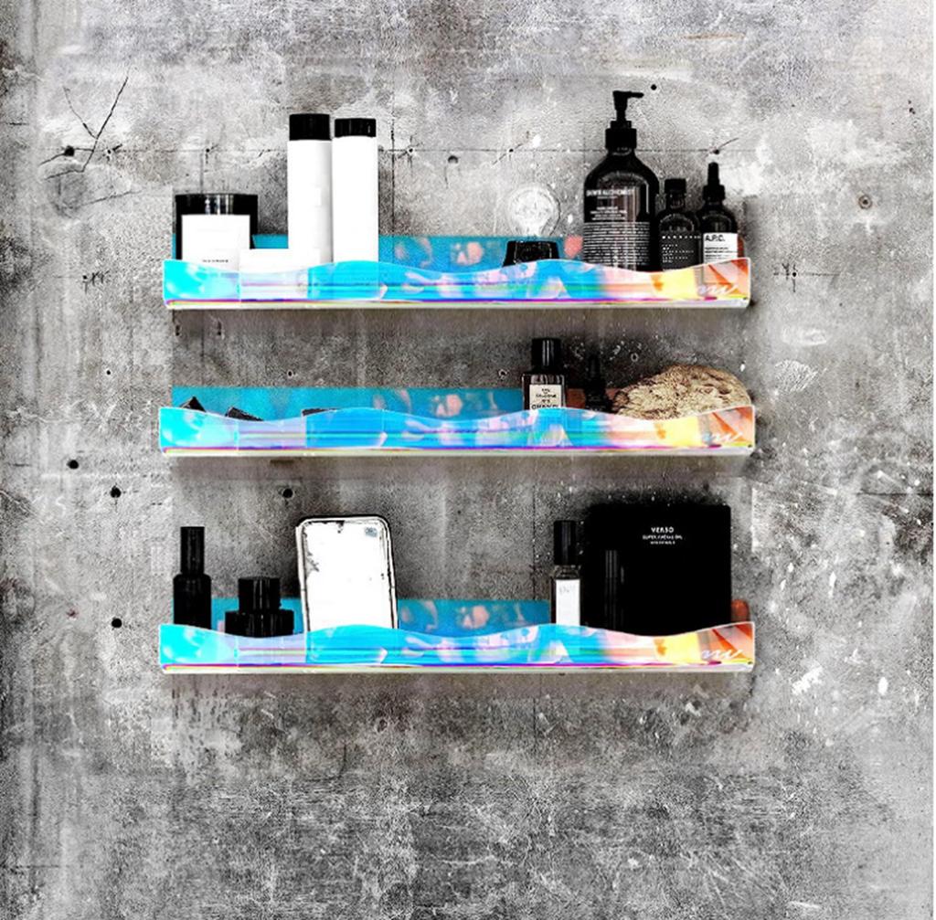Pack of 4 Colorful Acrylic Floating Shelves Chic Acrylic Book Display Shelves Durable Floating Wall Storage Rack