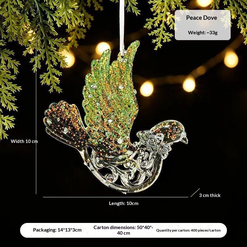 Green Glitter Christmas Hanging Ornament Sparkling Reindeer/High Heel/Tree /Snowflake Designs Pendants With Ribbon Decor
