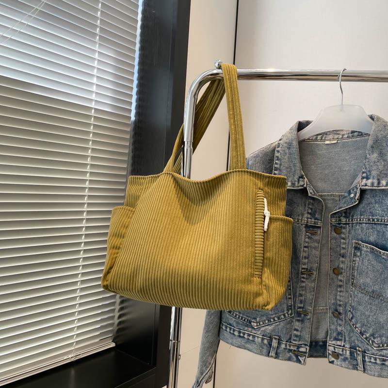 Women's Corduroy Mori-Style Handbag - Large Capacity, Versatile Retro School Bag