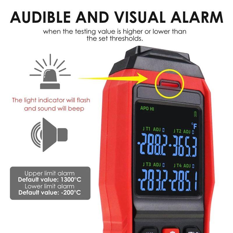 AEE4-Thermocouple Thermometer 4 Channels Data Logger Thermometer K Type Temperature Logger With Alarm And Data Logging