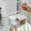 Cotton Swab Storage Box, Plastic Cosmetic Cotton Stick Storage Box With Cover, Waterproof Transparent Makeup Stand