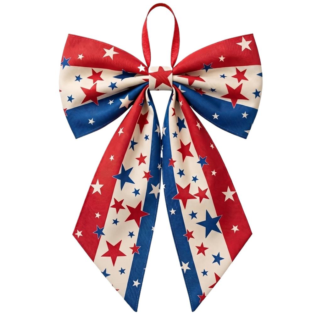 Patriotic Table Runner Banner for Independence Day Holiday Celebration American Flag Style Decorative Bow for Indoor Outdoor Use