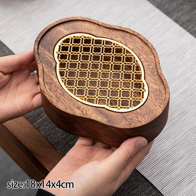 Walnut Wood Light Luxury High-end Coffee Tray Tea Tray Drain Water Storage Dry Bubble Table Base Kung Fu Tea Accessories