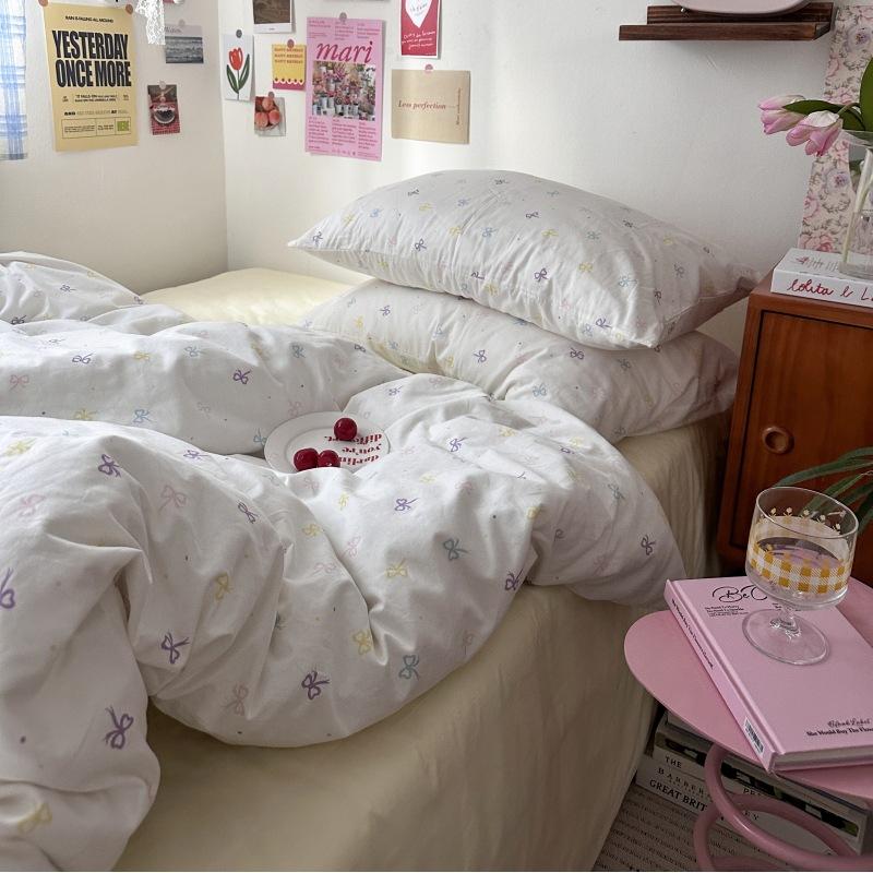 French Style Retro Printed Bedding Rural Style Duvet Cover Solid Color Dust-proof and Easy To Clean Mattress Protective Covers Envelope Pillowcase