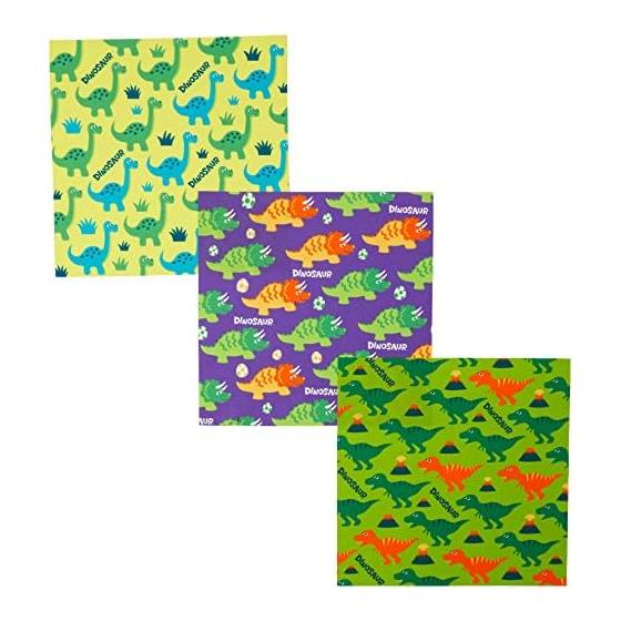 Marushin Handkerchiefs 3-Pack, Quick-Drying, Antibacterial, Odor-Resistant, Piccolino Wanpaku Dinosaur, Kindergarten/Elementary School Boys