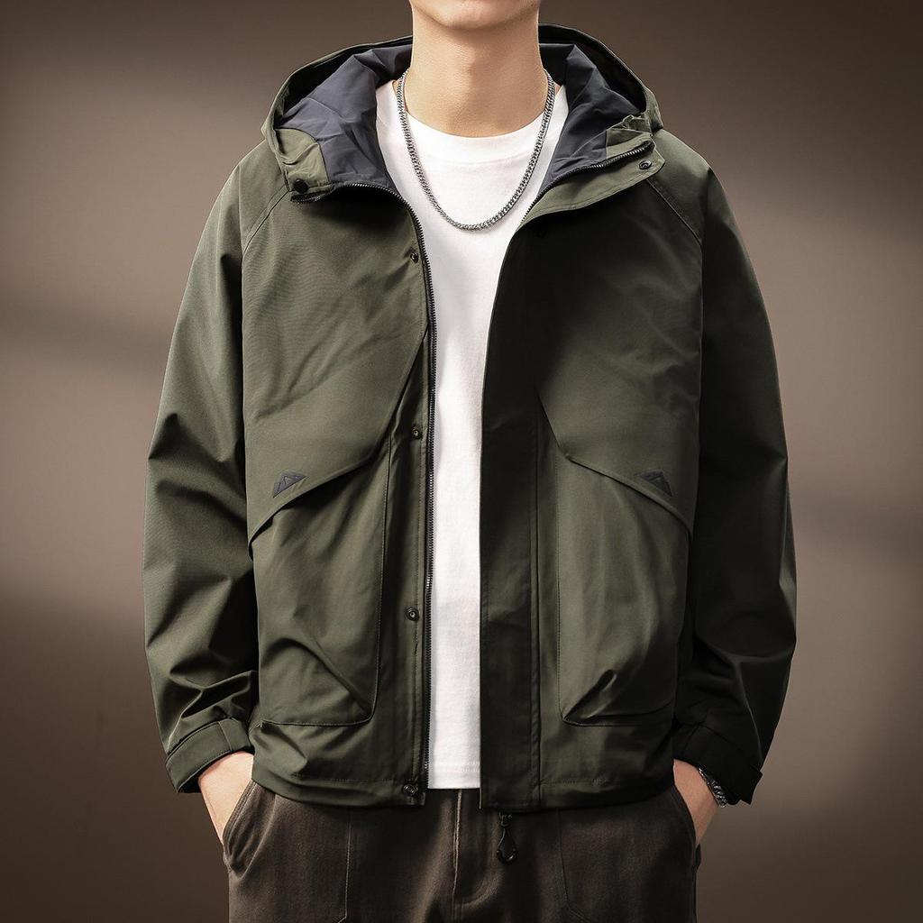 Premium Men's Outdoor Hooded Windbreaker - Functional, Durable, Autumn/Winter Jacket with Loose Fit and Three-Proof Technology