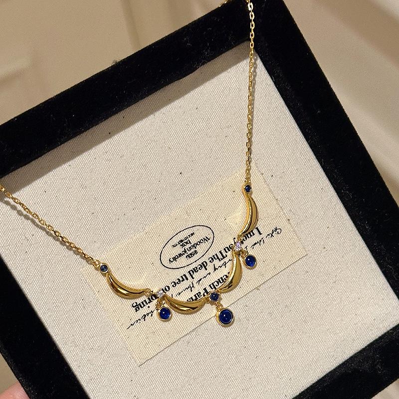 

Винтажное сапфировое ожерелье с кисточкой: Синяя стеклянная капля воды в стиле французского кружева