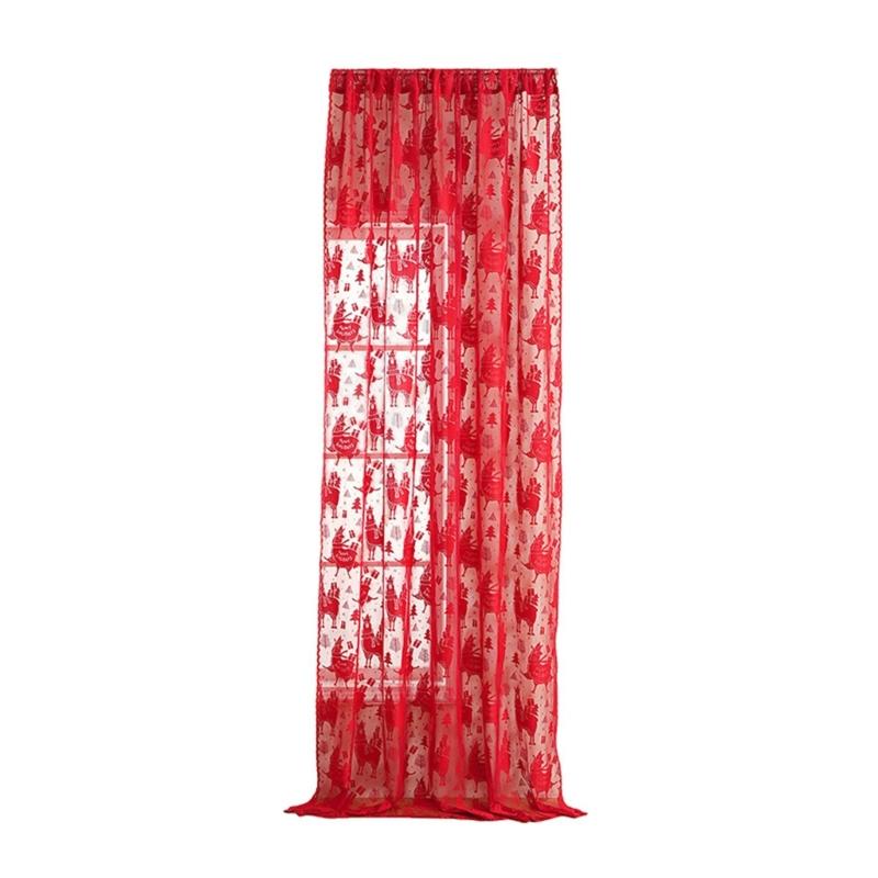 

Holiday Themed Embroidered Window Curtain Light Blocking Polyester Bedroom Living Room Decoration 140 100 червоний