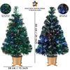 24 Inch Green Pre-lit Mini Fiber Optic Tabletop Artificial Christmas Tree with LED Lights Gold Base Xmas Table Top Tree