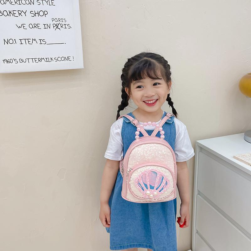 Stylish Cute Korean Princess Children's Sequin Backpack For Girls Aged 1 To 3 Years