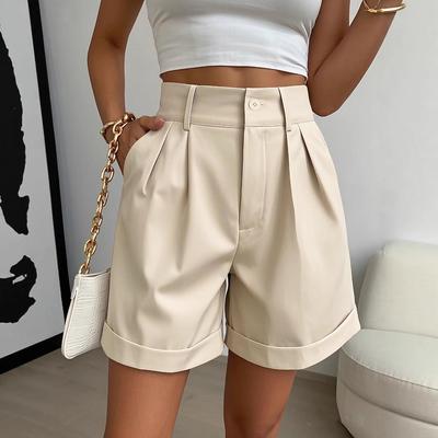 Shorts décontractés amincissants taille haute pour femmes à cinq points et jambes larges