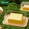 Large Capacity Nordic Countertop Bamboo Butter Dish Plate with Acrylic Lid Kitchen Storage Butter Container Box Butter Tableware