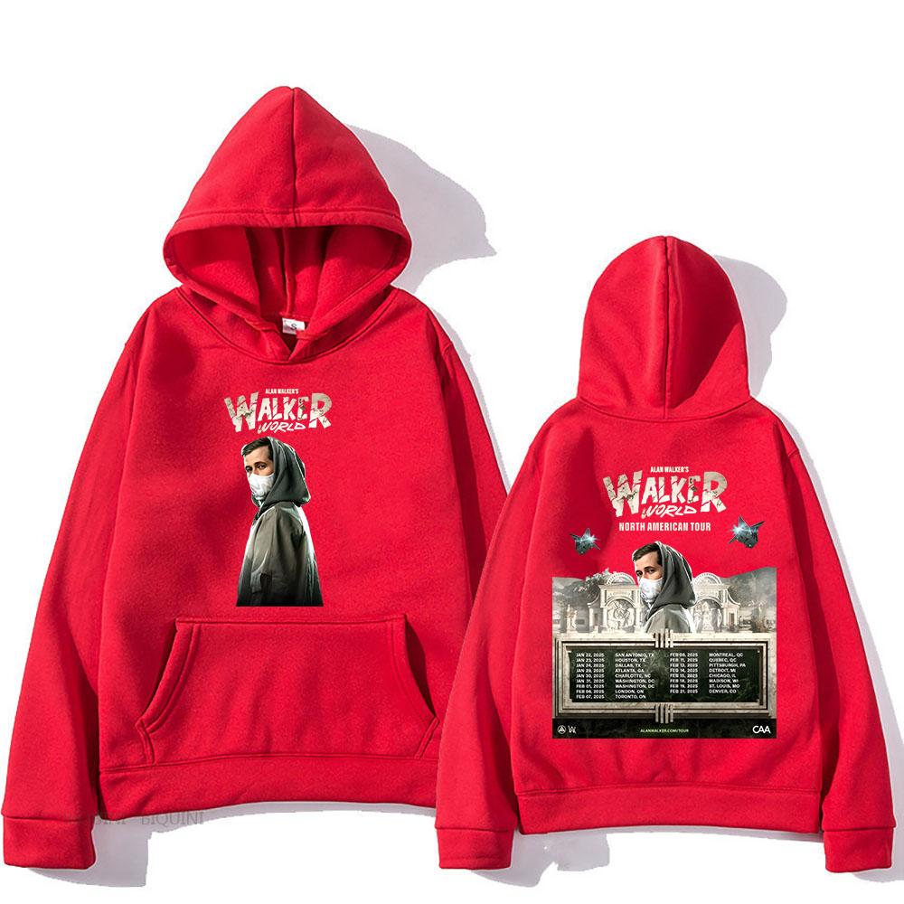 

Alan-Walker World North American Tour 2025 Толстовки для мужчин/женщин флисовые удобные унисекс уличные топы в стиле хип-хоп S красный