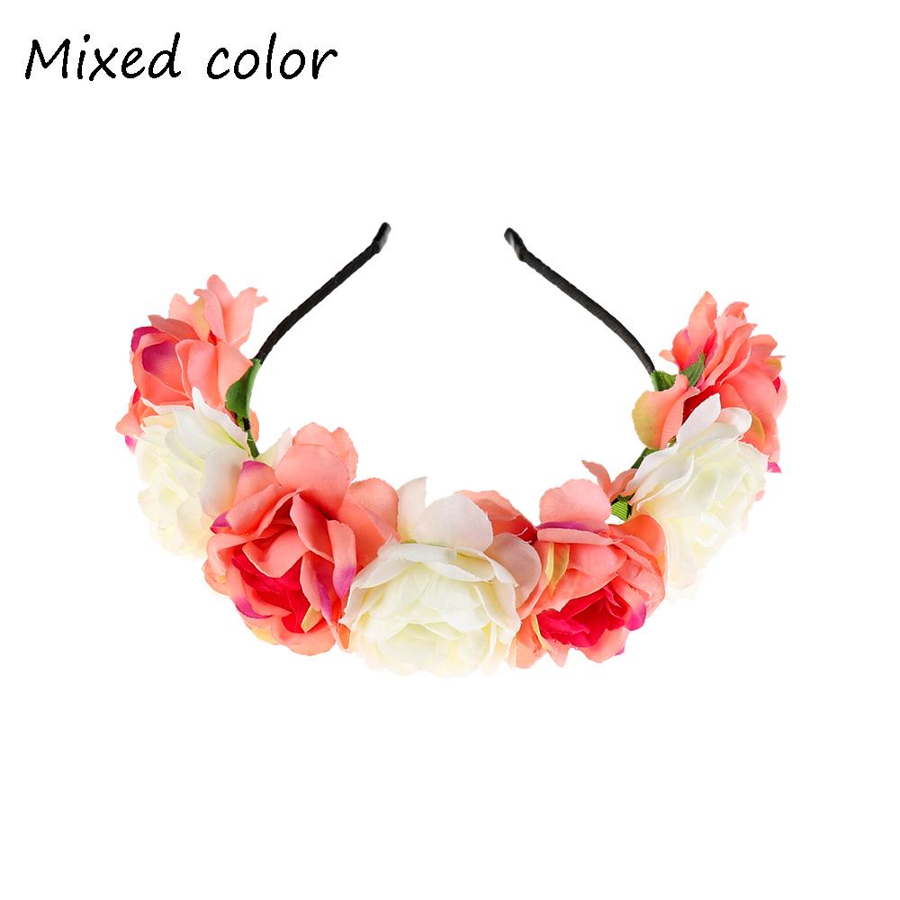 Women Flower Headband Bride Wedding Party Headhoop Ladies Girl Headdresses Bohemia Beach Headwear Hair Accessories