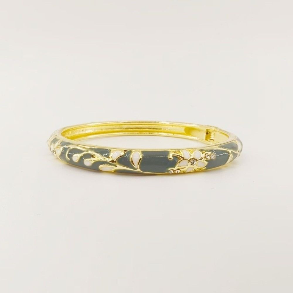 Traditional Flower Bangle Enamel Women's Hand Bracelet Vintage Cloisonne Bangle Jewelry Gifts