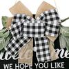 Farmhouse Round Welcome Door Sign Porch Window and Wall Ing Bow Greenery Wreath Party Seasonal Decor