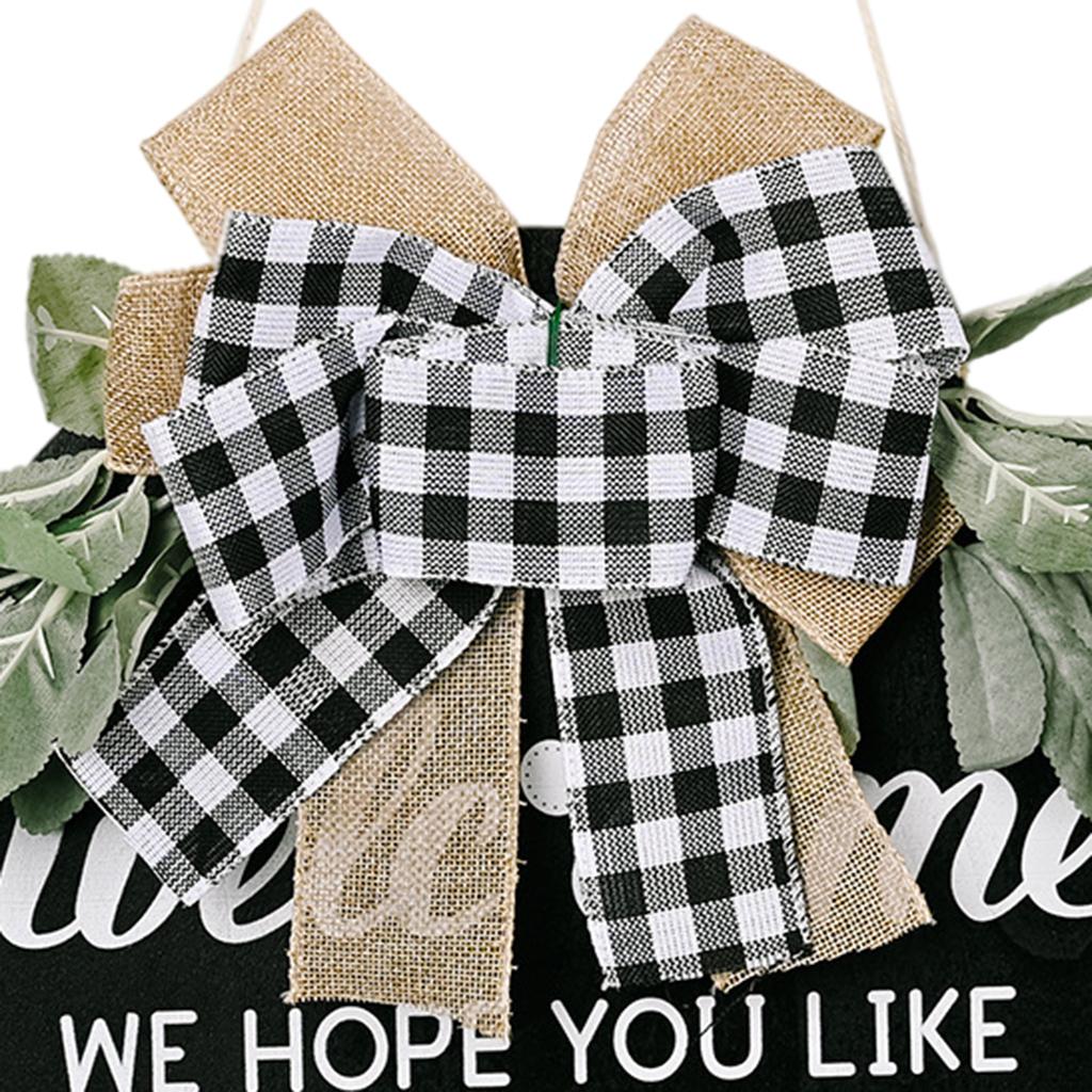 Farmhouse Round Welcome Door Sign Porch Window and Wall Ing Bow Greenery Wreath Party Seasonal Decor