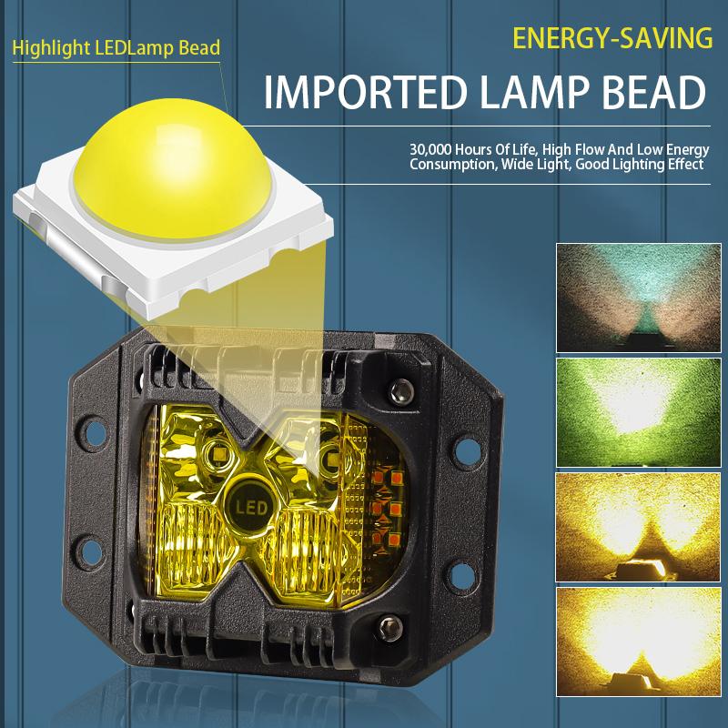 40W Driving Lamps Amber Strobe Off Road Lights Zapuštěné LED pracovní světlo pro -Jeep-Wrangler Truck Tacoma ATV UTV