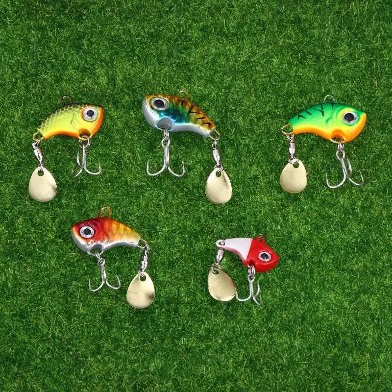 5Pcs Fishing Lure Kit 7G/14G/20G Metal Vib Artificial Bait Sinking Spinner Spoon Fishing Accessories Jigs Fishing Tackle