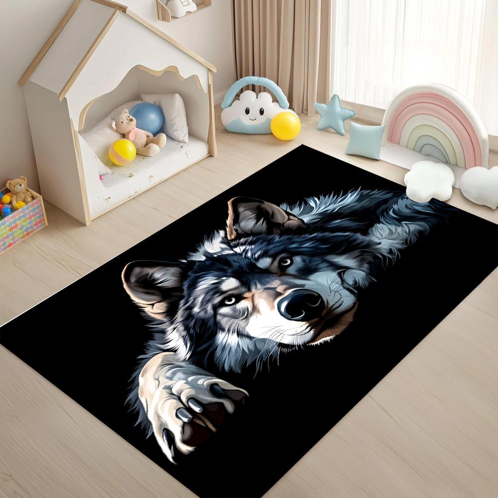 

3D Wolf Head Rug Artistic Animal Living Room Rug Entryway Doormat Non Slip Soft Easy Clean Durable Modern Home Decor Carpet 40X60cm